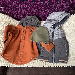 Orange Shirt and Gray Jacket Set with Beanie size 12 months baby bundle